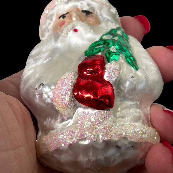 Vintage Inge Glas Ornament Father Frost White Santa Mercury Glass Germany 4096? - Picture 9 of 16